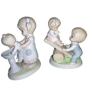 Homco Ceramic Children Playing Figurines 1406 Set of two Figurines